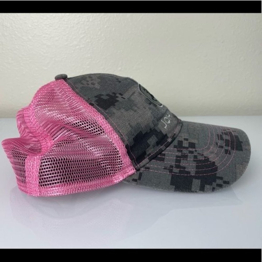 John Deere Gray & Pink Camo Adjustable Hat - Picture 6 of 13